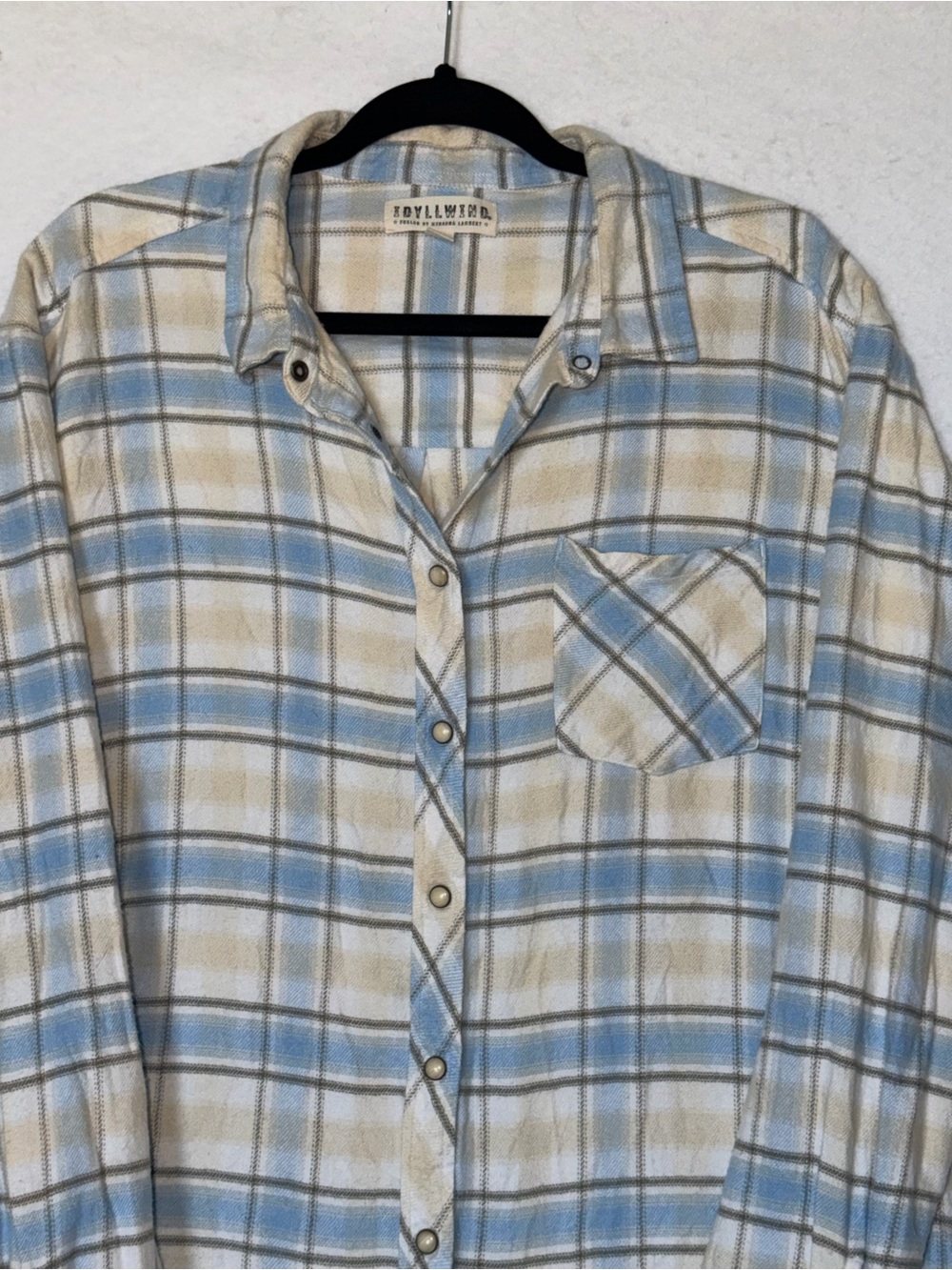 Idyllwind Blue & Cream Plaid Snap-Front Flannel